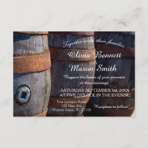 Rustic Country Vineyard Wine Barrel  Wedding Card
