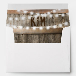 Rustic Country Vineyard Wood Lights Monogram Envelope