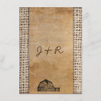 Rustic Country Vintage Barn Burlap Invitation