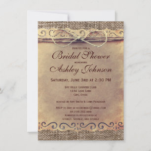 Rustic Country Vintage Bridal Shower Invitations