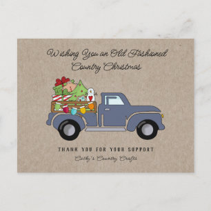 Rustic Country Vintage Christmas Truck Holiday  Postcard