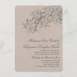 Rustic Country Vintage Flourish Wedding Invites