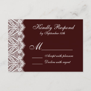 Rustic Country Vintage Lace Red Wedding RSVP Cards