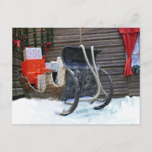 Rustic Country Vintage Old Sleigh Presents Postcard