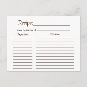 Rustic Country Vintage Recipe Card Shower Insert
