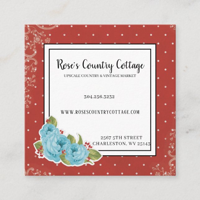 Rustic Country Vintage Roses Business Card (Front)