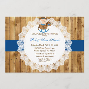 Rustic Country Vintage Wood Baby Shower Invite