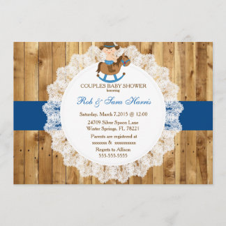 Rustic Country Vintage Wood Baby Shower Invite