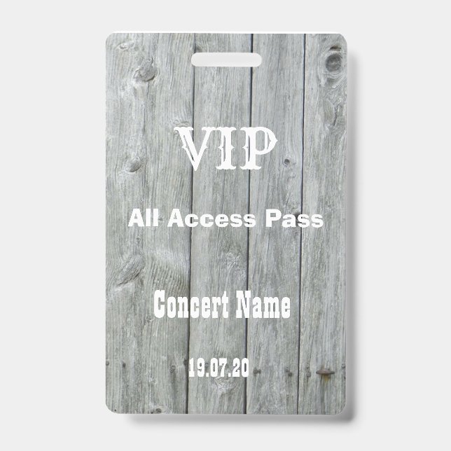 Rustic Country VIP All Access Pass Concert Badge ID Badge (Front)