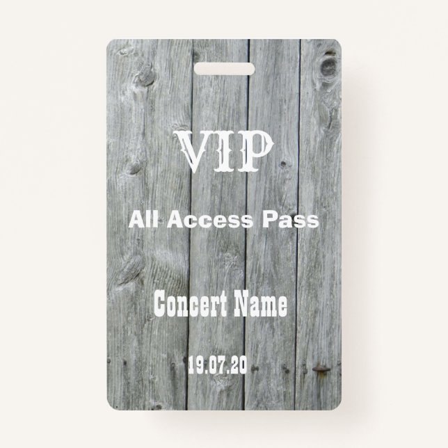 Rustic Country VIP All Access Pass Concert Badge ID Badge (Front)