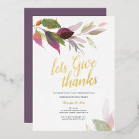 Rustic Country Watercolor Leaves Thanksgiving