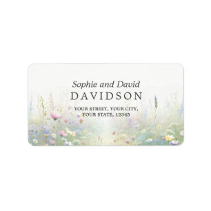 Rustic Country Watercolour Wildflowers Wedding Label