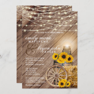 Rustic Country Wedding and Sunflowers Invitation