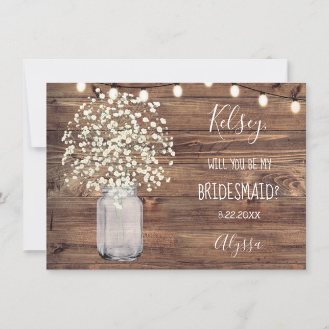 Rustic Country Wedding Bridal Party Proposal Card (Front)