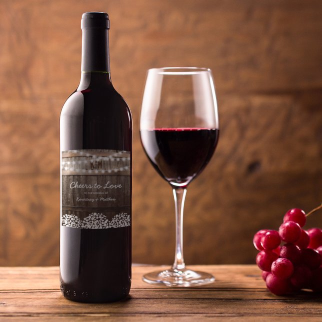 Rustic Country Wedding Cheers to Love Wine Label (Creator Uploaded)