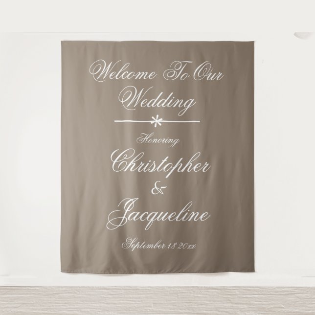 Rustic Country Wedding Custom Names Stone Backdrop Tapestry (Front)