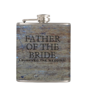 Rustic Country Wedding Funny Father of the Bride Hip Flask