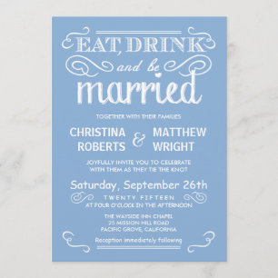 Rustic Country Wedding Invitations - Pastel Blue