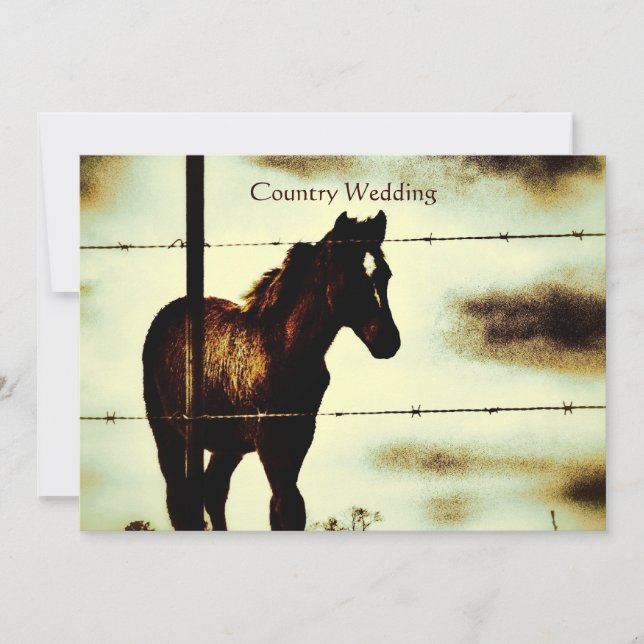 Rustic Country Wedding Invitations with Horse (Front)
