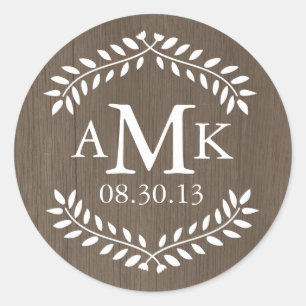 Rustic Country Wedding Monogram Stickers