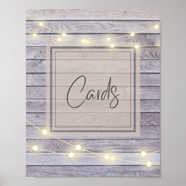 Rustic Country Wedding or Bridal Shower Cards Sign (Front)