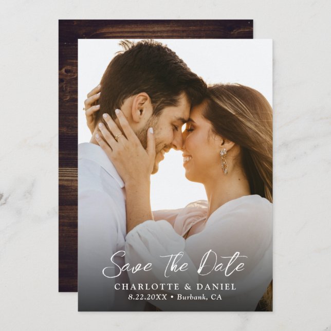 Rustic Country Wedding Photo Save The Date Card (Front/Back)