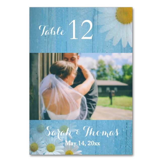 Rustic Country Wedding Photo Table Number Card (Front)