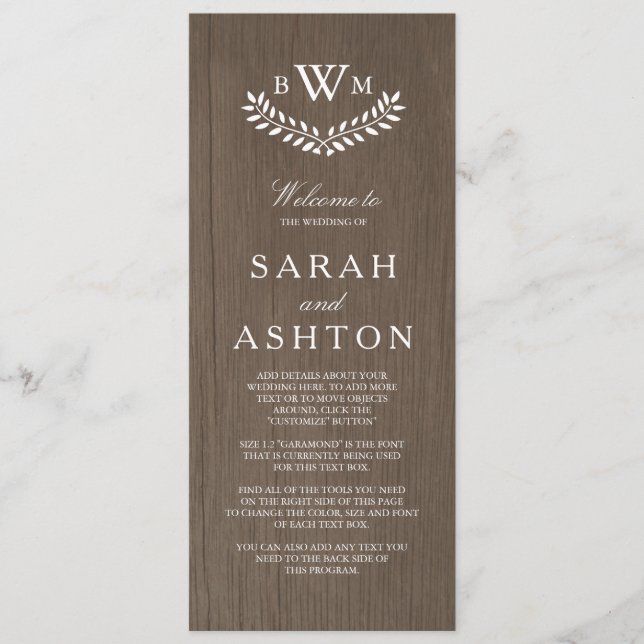 Rustic Country Wedding Program (Front)