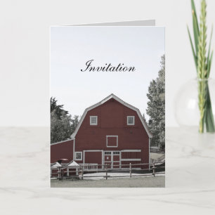 rustic country wedding red barn wedding invitation