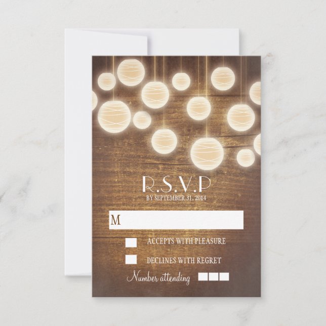 Rustic country wedding RSVP cards (Front)