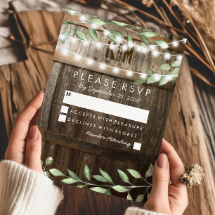 Rustic Country Wedding RSVP   Greenery Foliage Card