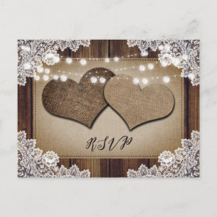 Rustic Country Wedding RSVP Postcard Meal Choice
