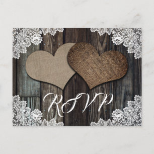 Rustic Country Wedding RSVP Postcard Meal Choice