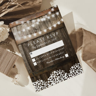 Rustic Country Wedding RSVP   String of Lights Card
