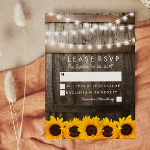 Rustic Country Wedding RSVP Sunflower Lights