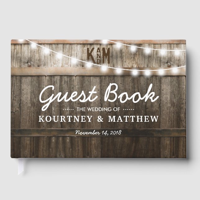 Rustic Country Wedding | String Lights Guest Book (Front)