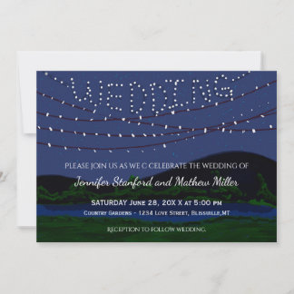 Rustic Country Wedding String Lights Invitation