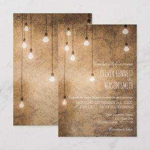 RUSTIC COUNTRY WEDDING STRING OF LIGHTS CARD