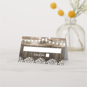 Rustic Country Wedding String of Lights Wedding Place Card