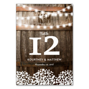 Rustic Country Wedding Table Numbers