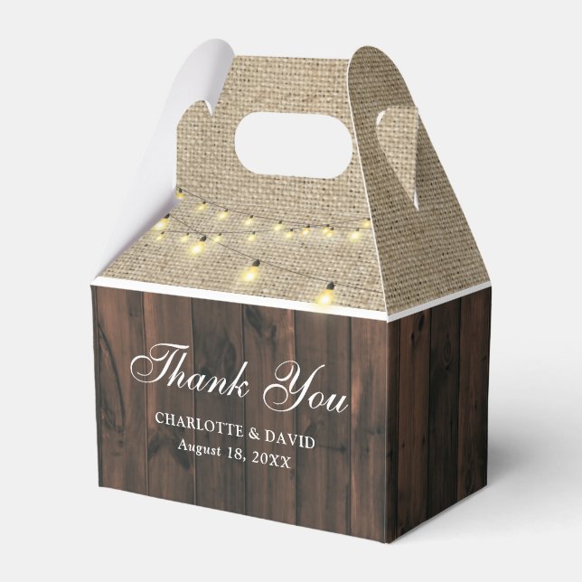 Rustic Country Wedding Thank You Favour Box (Front Side)