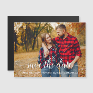 Rustic Country Wedding White Save the Date Photo Magnetic Invitation