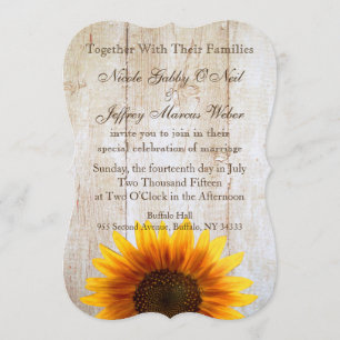 Rustic Country Wedding Wood Sunflowers Invitation