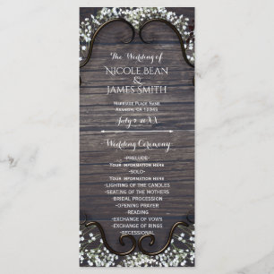 Rustic Country Western Babys Breath & Wood Program