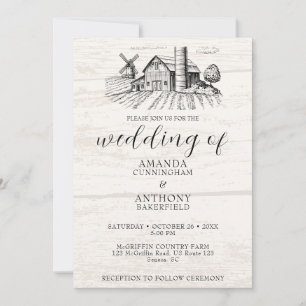 Rustic Country Western Barn Wedding Invitation