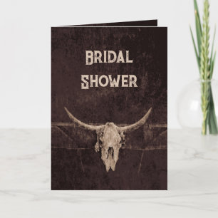 Rustic Country Western Brown Bull Skull Invitation