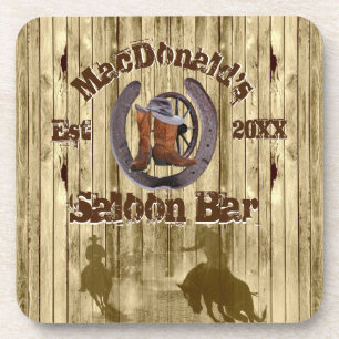 Rustic country western cowboy saloon bar coaster