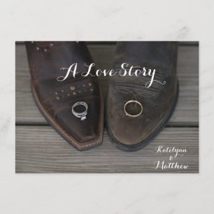 Rustic Country Western Custom Wedding Photo Invite