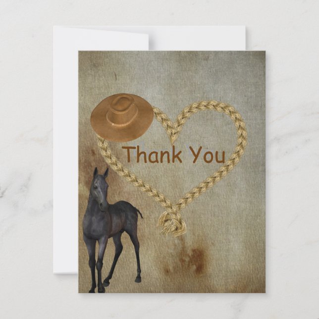RUSTIC Country Western Thank You Card (Front)