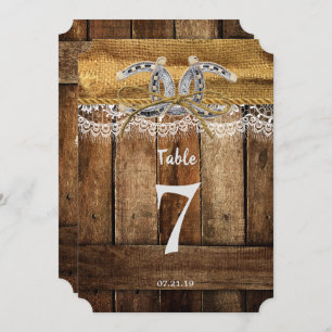 Rustic Country Western Wedding Table No. Card